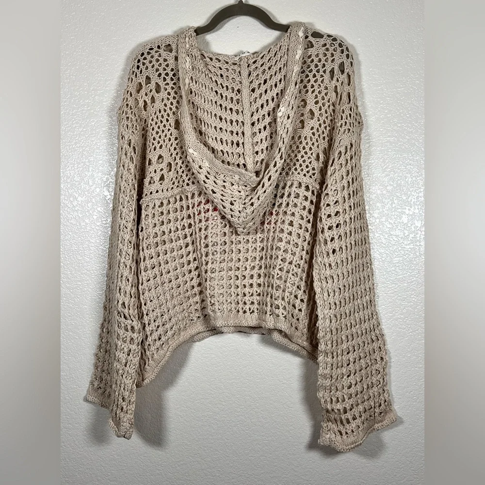 POL open knit American Flag hooded top, size large - Picture 7 of 8